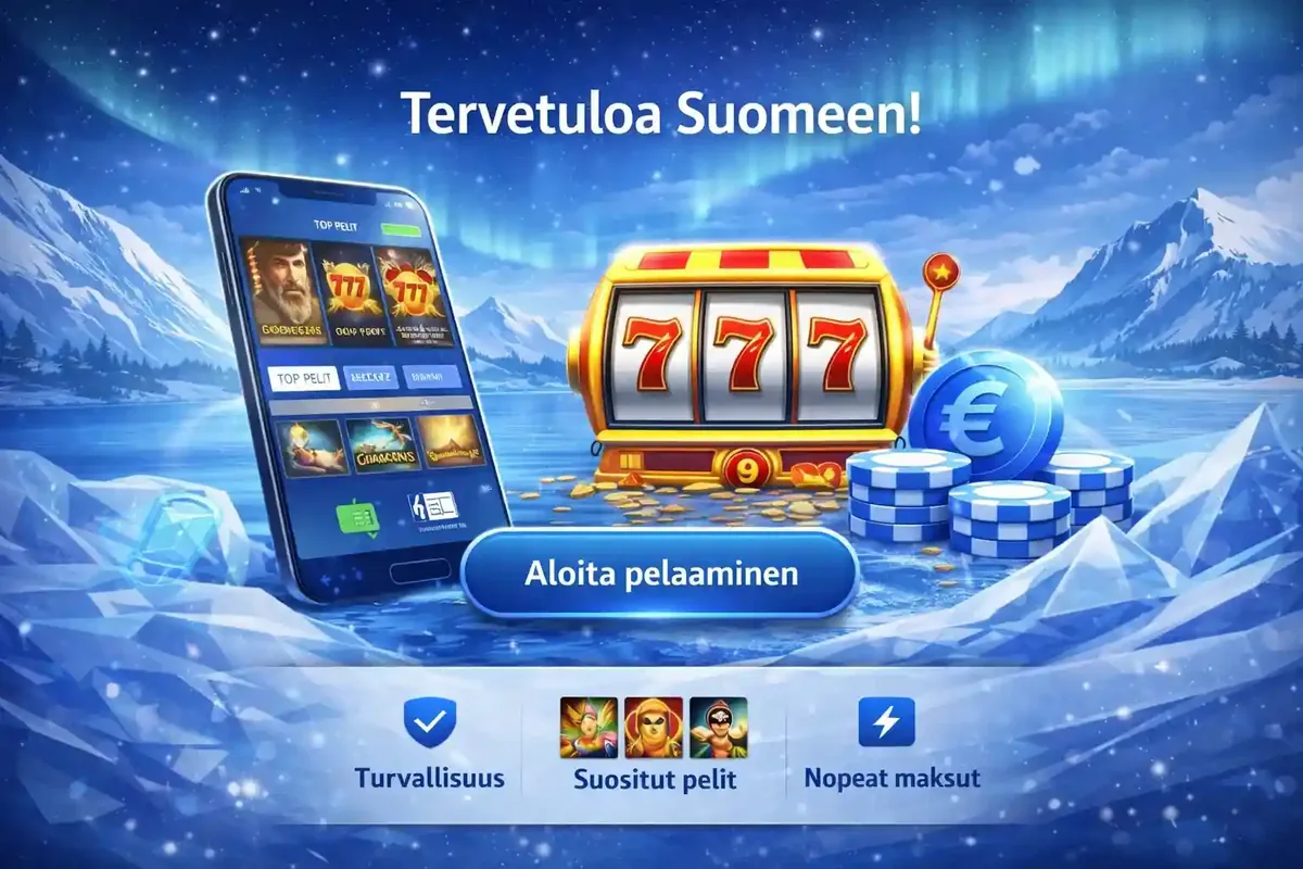 Kolikkopeli ja mobiilikasino aloitusnäyttö Suomessa